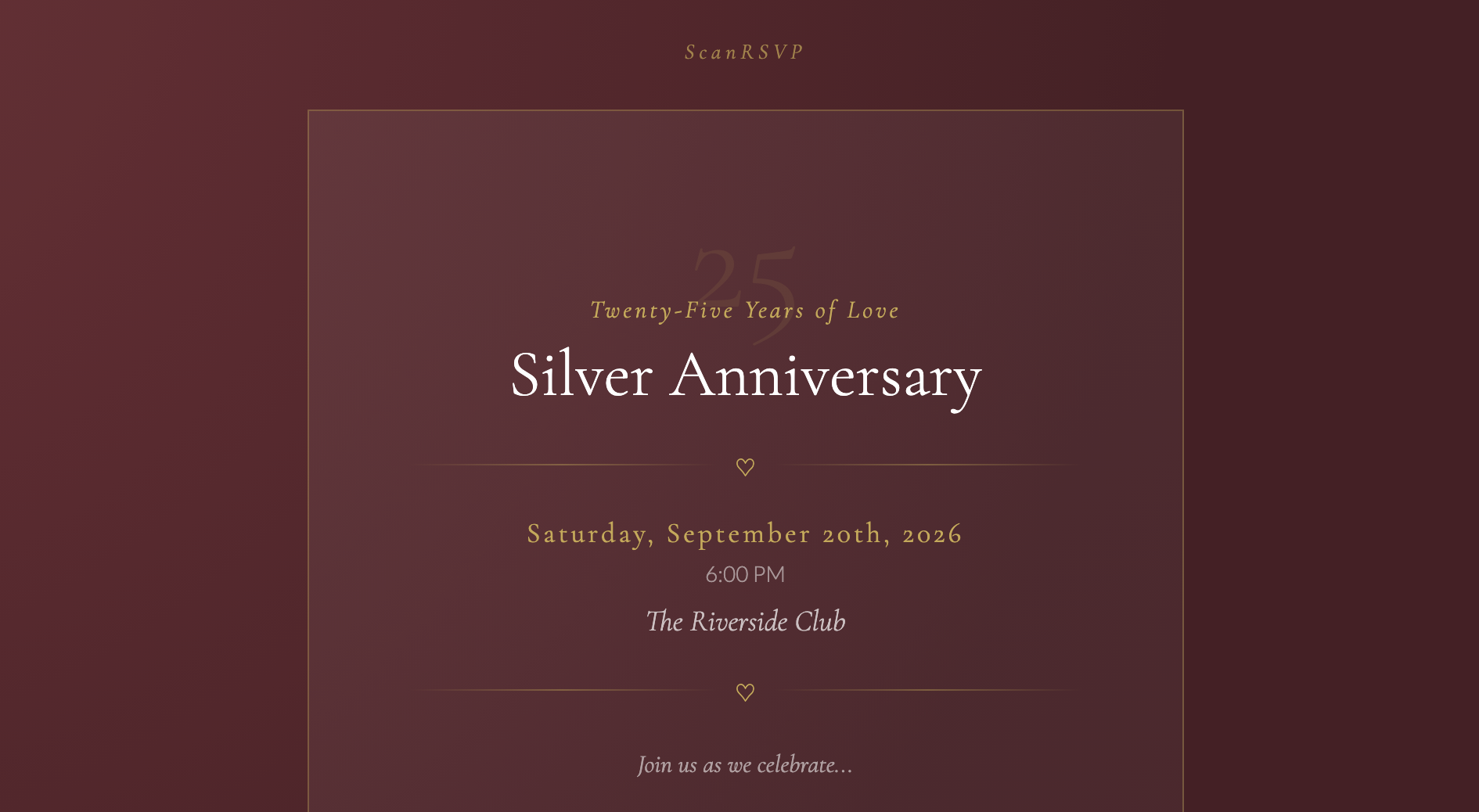 Anniversary RSVP card example