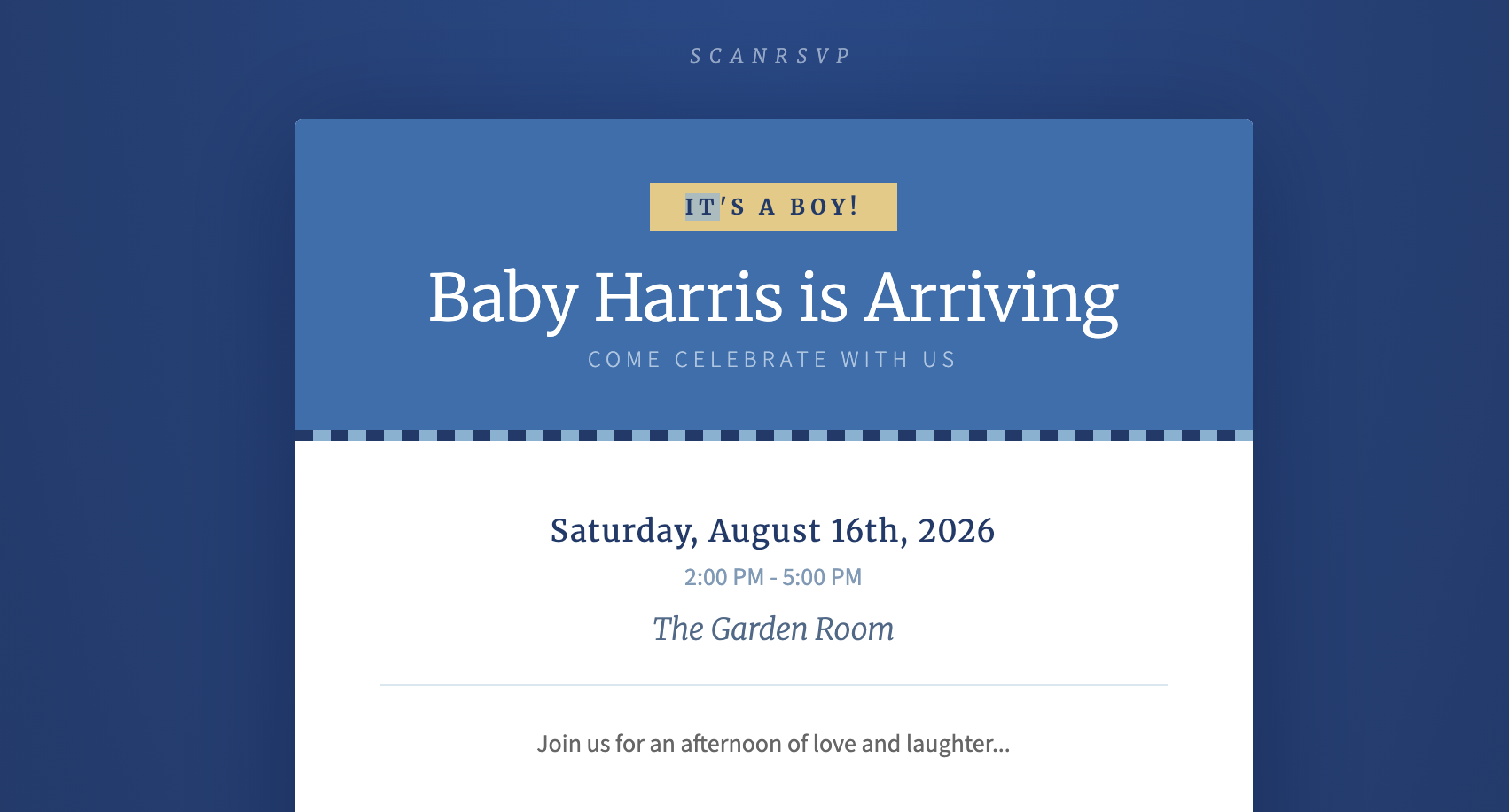 Baby Shower (Boy) RSVP card example