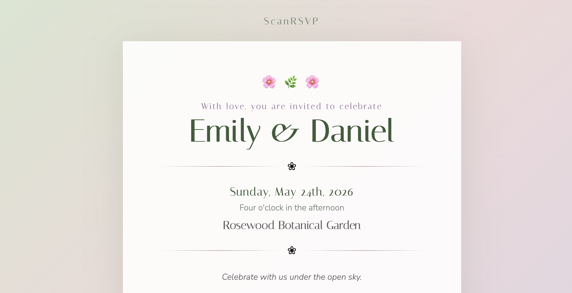 Garden Wedding RSVP card example