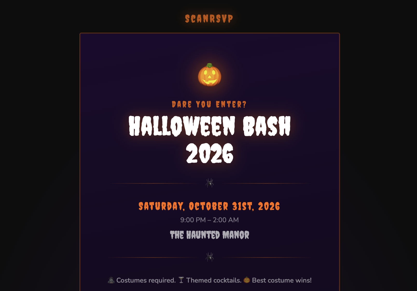 Halloween RSVP card example