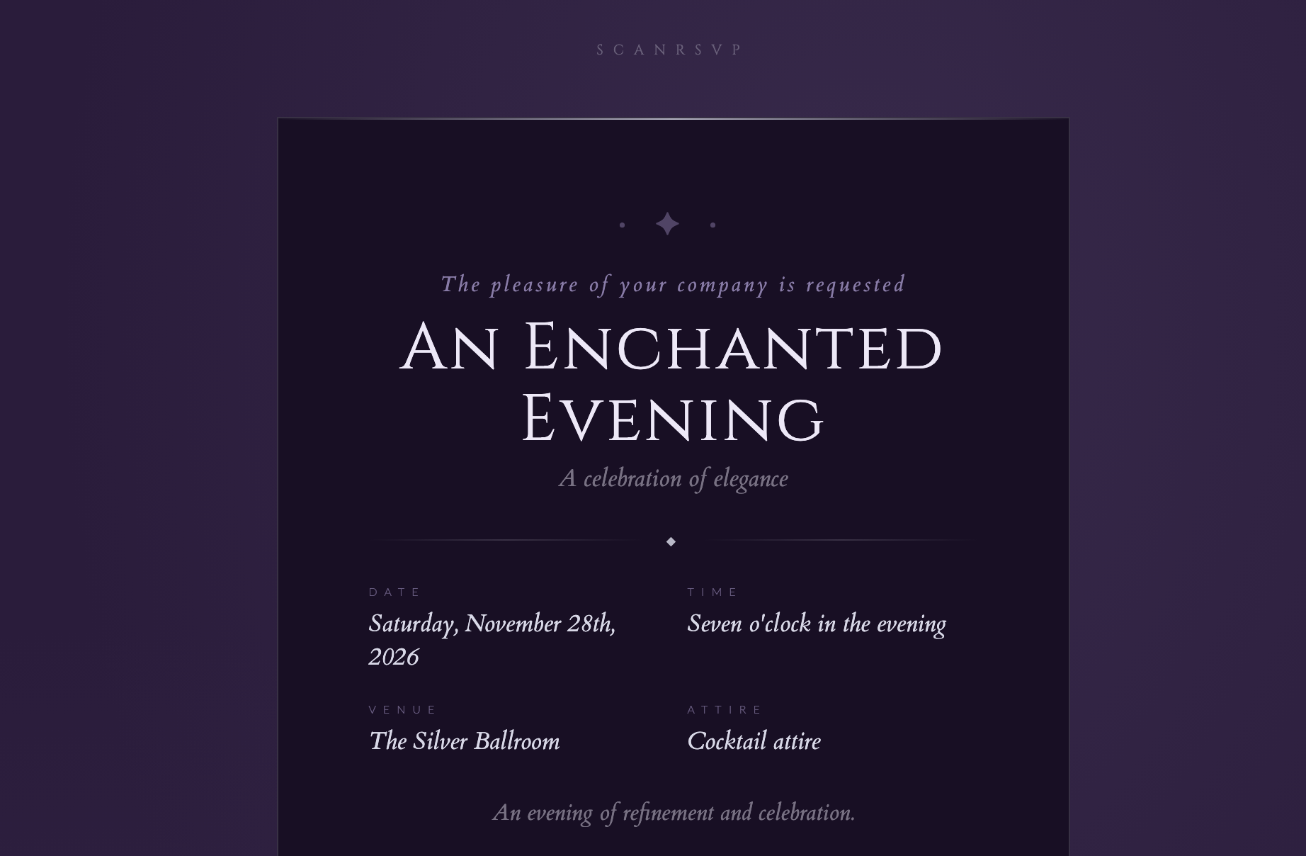 Plum & Silver RSVP card example