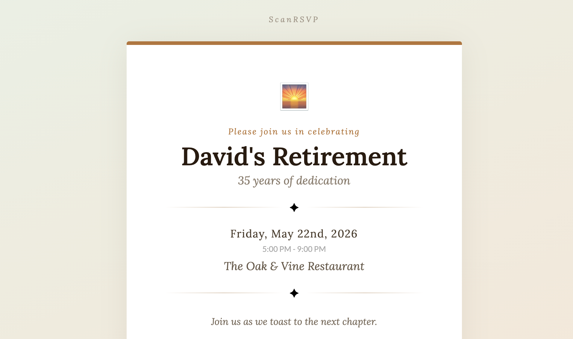 Retirement RSVP card example