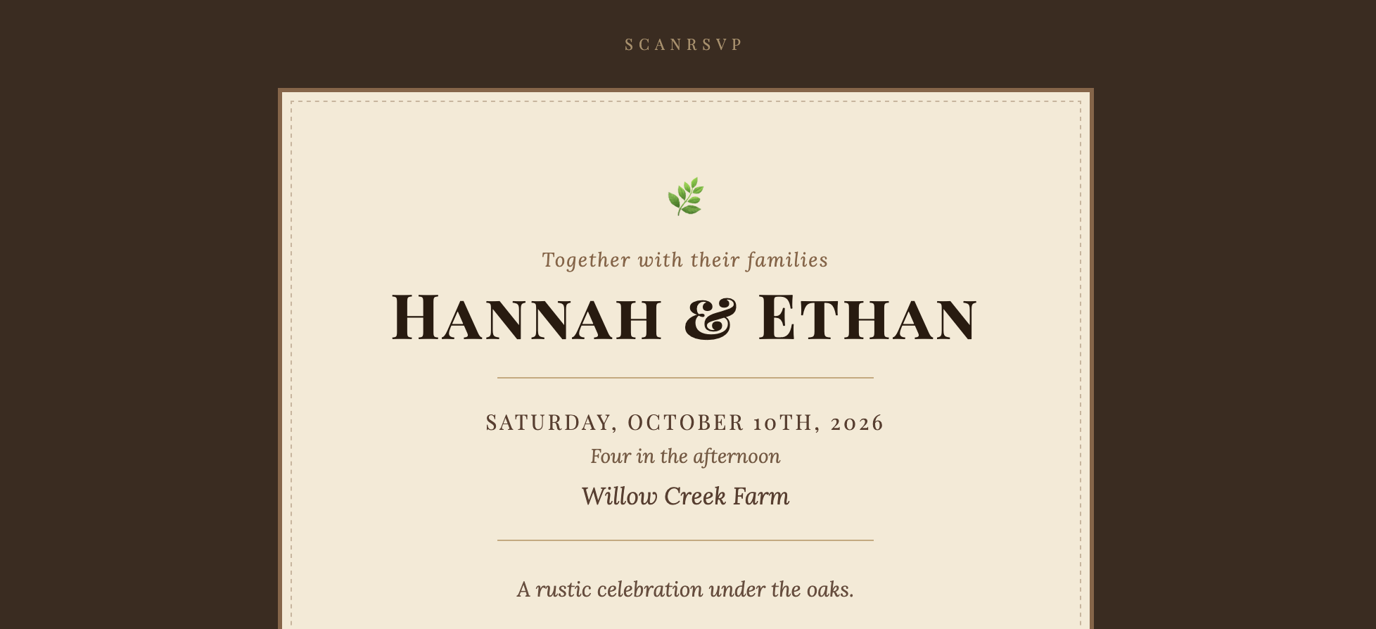 Rustic Wedding RSVP card example