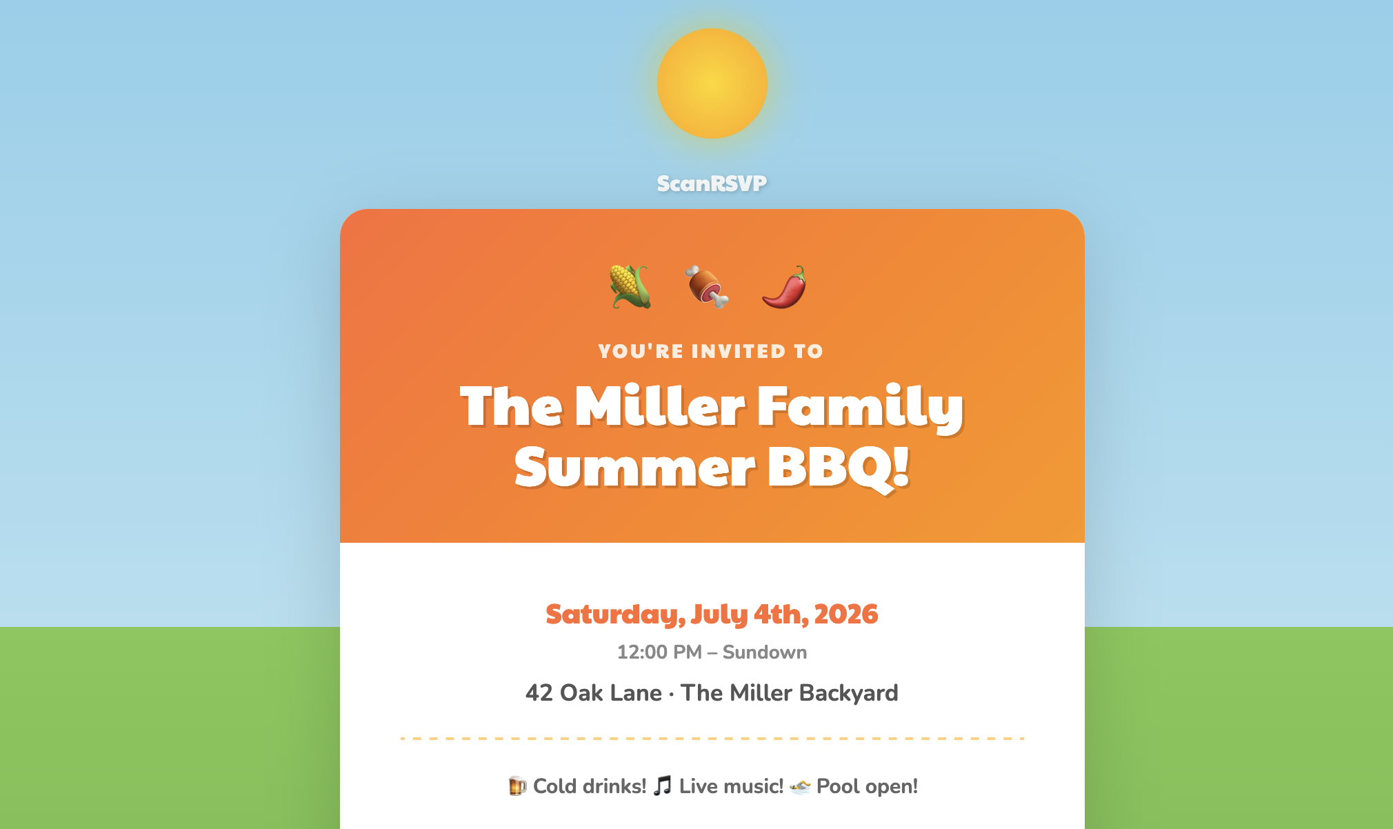 Summer BBQ RSVP card example