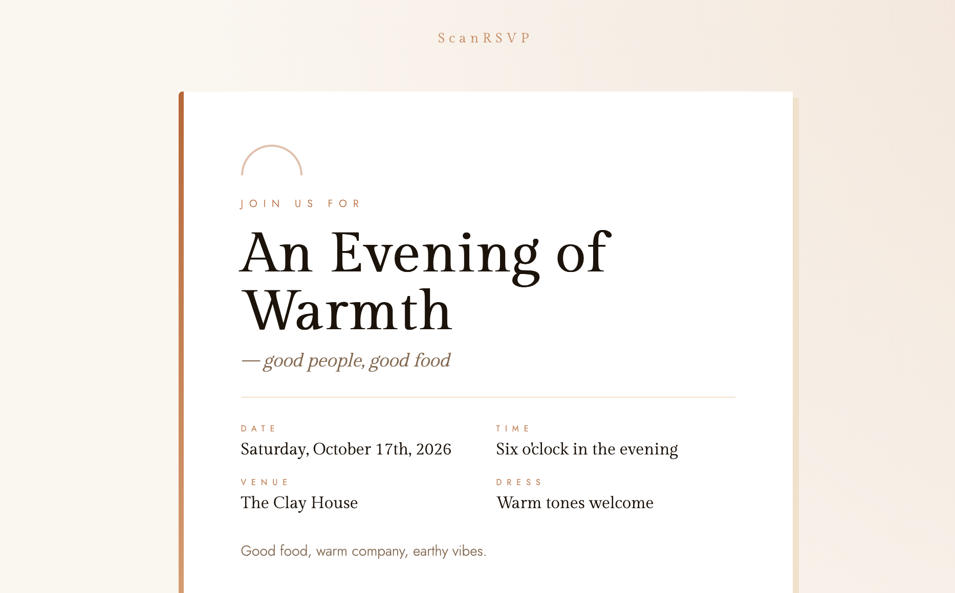Terracotta RSVP card example